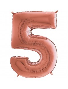 Balão Número 5 Rosa Dourado